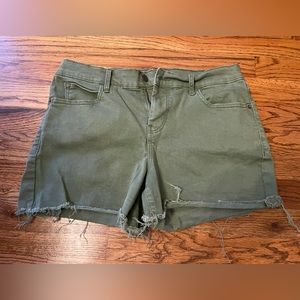 Green denim shorts